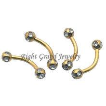 Titan-Gold plattiert Crystal Disco Kugel Augenbrauen Piercing Ringe